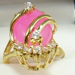 Free Shipping charmming pink jades ring GP(#7 8 9)