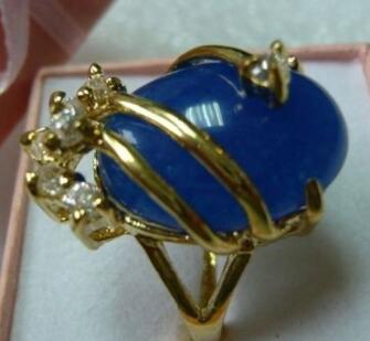 Free Shipping charmming blue jades ring GP(#7 8 9)