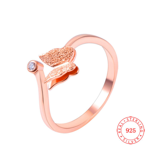 Adjustable Opening Silver Ring 925 Sterling Silver Jewelry AAA Cubic Zirconia Pave Setting Dazzling Butterfly Women Finger Rings for Gift