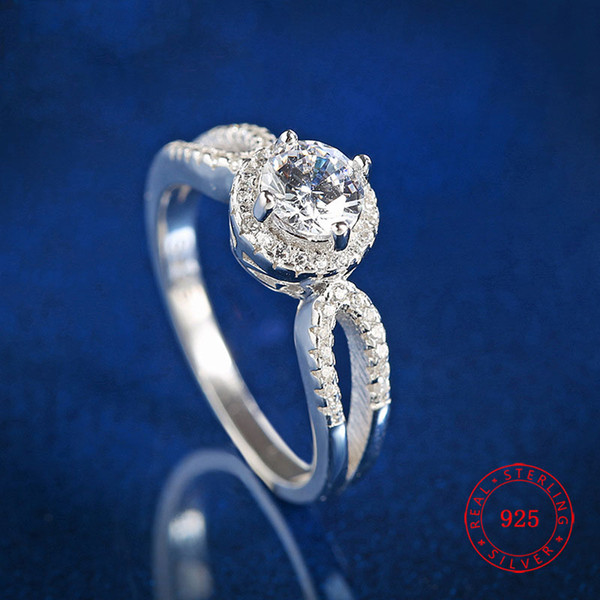 high quality ring design charm 925 Sterling Silver big cubic zircon finger ring white gem modern jewelry