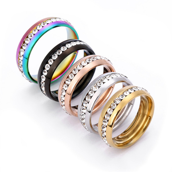 Size 5 6 7 8 9 10 wholsale Stainless steel jewelry titanium steel ring diamond accessories for men and women Jewelry