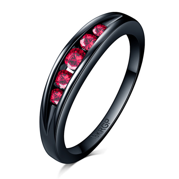 Genuine 18k Sterling Silver & Black Silver Colourful Glittering CZ Finger Rings for Women Sterling Silver Jewelry