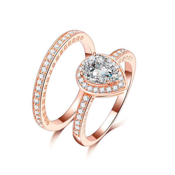 Elegant CZ Diamond Wedding Rings 18krgp Rose Gold Plated Cubic Zircon Engagement Jewelry For Men And Women Wholesale 1701