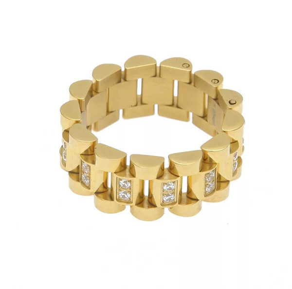18K gold stainless steel chain ring hip hop jewelry for free shipping