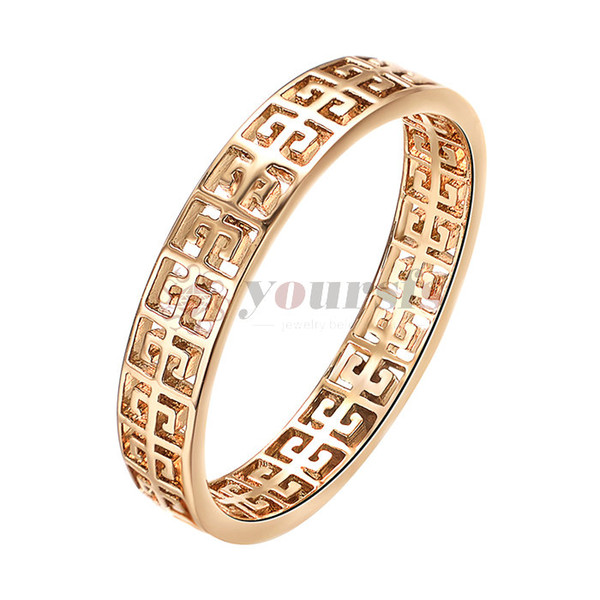 Yoursfs Classical Pattern Ring 18K Rose Gold Gold Plated Band Ring for Women Fashion Jewelry