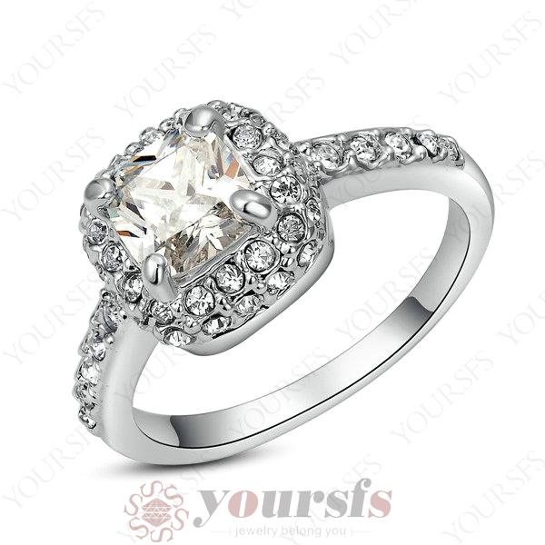 Yoursfs Statement Rings Most Popular Personality Use Austria Crystal 18 K White Gold Plated 1CT Emulational Diamond Wedding Rings Vintage