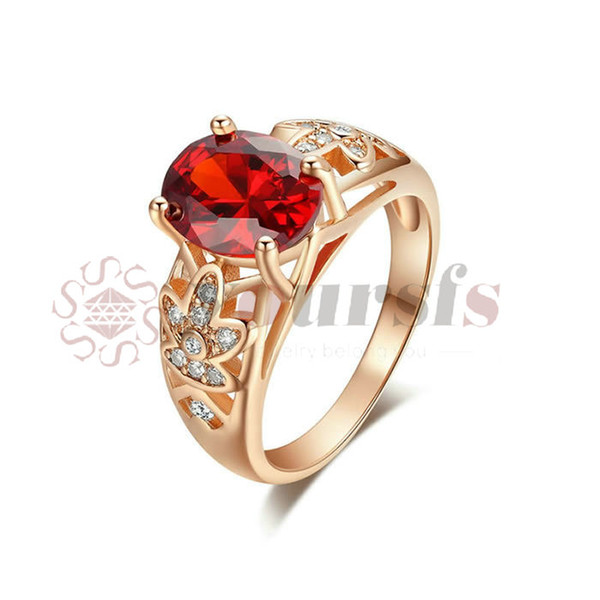 Yoursfs 18K Rose Gold Plated 0.5ct Simulated Ruby Ring Use Austrian Crystal Fashion Jewelry