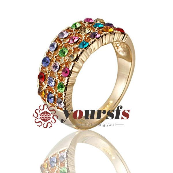 Yoursfs Rings Gift Austrian Crystal Solitaire Pave 18K Gold Plated Use Multicolour Austria Crystal Charming Engagement Rings Fashion Jewelry