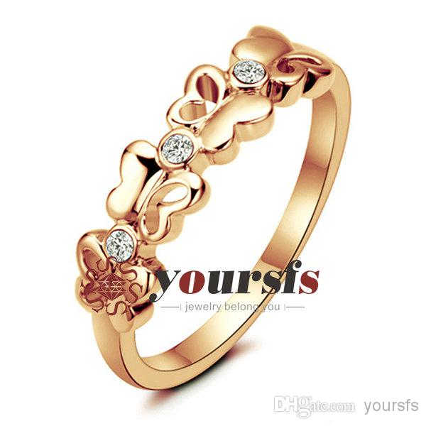 Yoursfs Trendy New Equisite Cute Heart Butterfly Design 18 K Rose gold Plated Use Austria crystal Rings For lady Jewelry R203R1