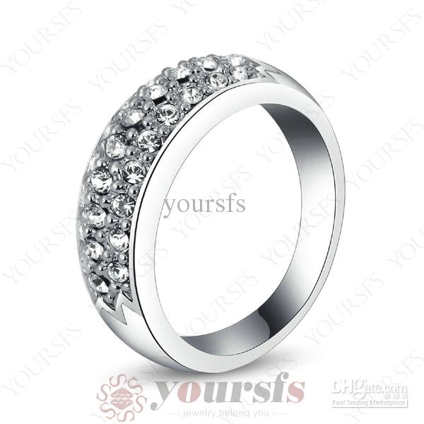 Yoursfs Exquisite Jewelry Gift Rings 18 K White Gold Plated Use Austria Crystal Unique Gemstone Wedding Rings for Women Engagement R009W1