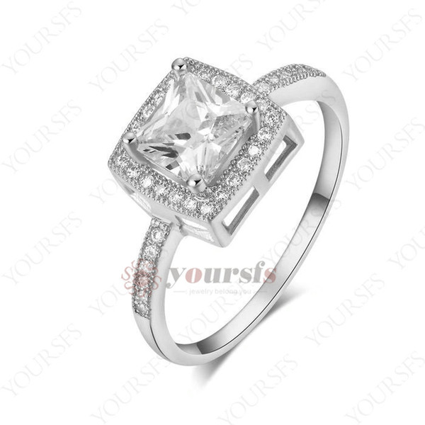 Yoursfs Rings 18 K White Gold Plated Square Cubic Zirconia Stone With Austria Crystal Wedding Rings for women Fashion Jewelry R463W1