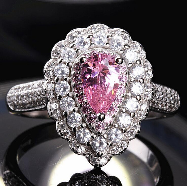 Victoria Wieck Stunning Anique Fashion Jewelry 925 Sterling Silver Pink Sapphire CZ Gemstones Party Women Wedding Band Heart Ring Gift