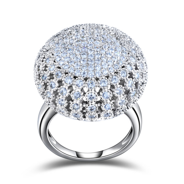 ORSA Charming Platinum Plated 218 Pieces 2mm Zircon Full Paved Round Shaped Vintage Ring Very Beautiful Ring OR48