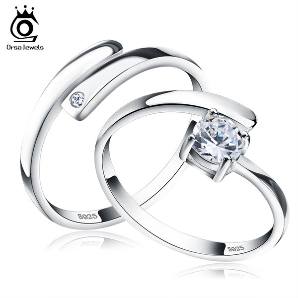 925 Silver Ring Set with CZ Fine Jewellry for Women Men 2017 New Resizable Real 925 Sterling Silver Jewelry SR22