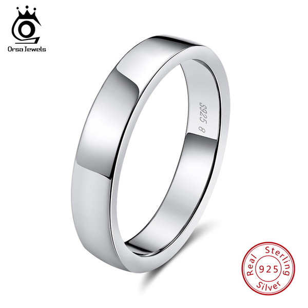 Hot!ORSA JEWELS 925 Sterling Silver Ring of Women Round Trendy Silver Rings For Female Fashion Anniversary Jewelry Present SR73