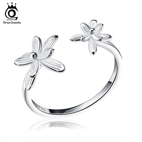 3Pcs Fashion Authentic Silver Flower Party Ring Open End For Women S925 Certification Fashion Jewelry SR11