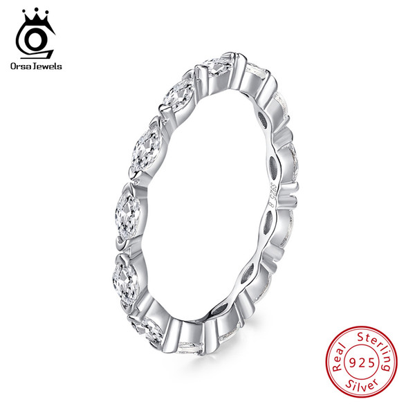 NEW ORSA JEWELS 925 Sterling Silver Fashion Ring for Women 2018 Round Engagemenrt Wedding Bands Eternity Ring of Female SR70