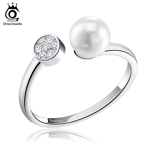 Perfect Polish 925 Sterling Silver Finger Rings Size for Women With Simulated Pearl Hot Sale Free Shipping SR15