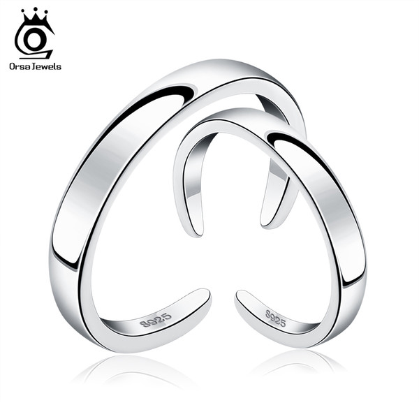 Orsa Pure 925 Ring Genuine Rhodium Plated Sterling Silver Fashion Jewelry for Women/Men Couple SR21