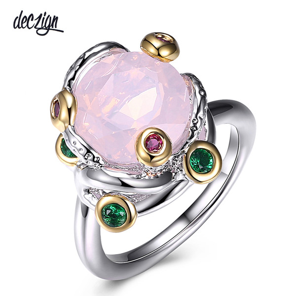 Deczign Recommend Special Cut Pink Zirconia Ring Braided Style Fashion Jewelry for Women Must Have Party Gift WA11607