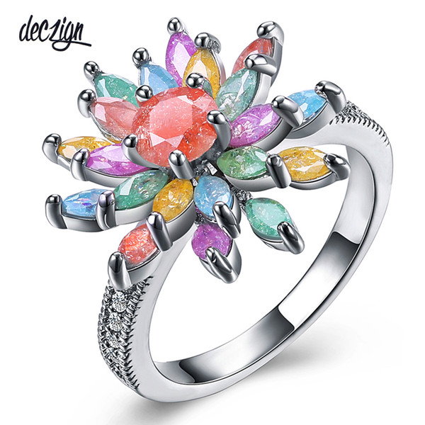 Deczign new spring female accessories colorful crystal finger ring zirconia jewelry Best gift for women Luxury Fashion rings SJ29081