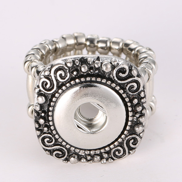 New 12mm Noosa Snaps Rings Jewelry With White Rhinestone Craving Snaps Buttons DIY Noosa Chunk Rings Jewelry for Girl Gift