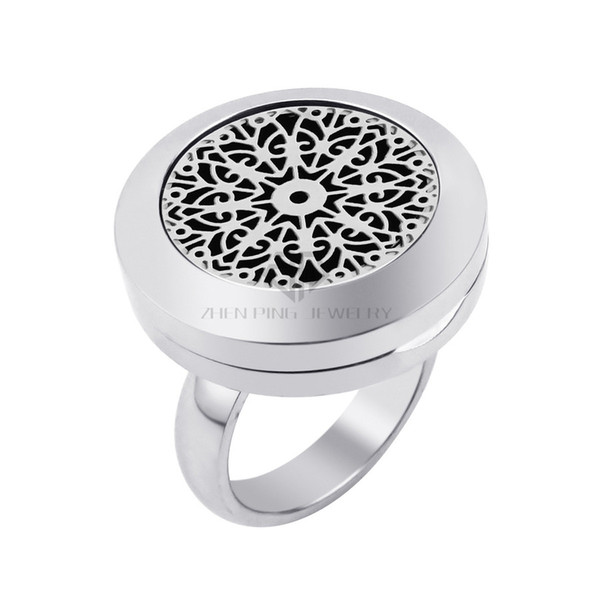 20mm Snow Buterfly Magnetic Essential Oil Diffuser Ring Stainless Steel Aromatherapy Ring Perfume Diffuser Locket Ring with Rhinestones