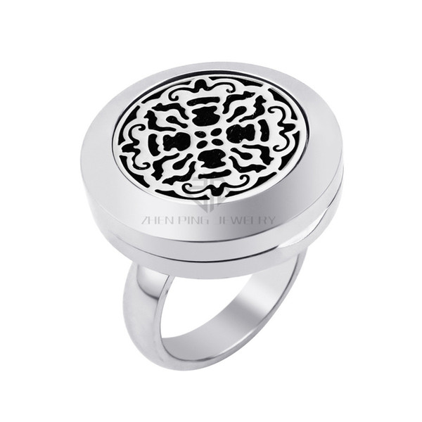 Old World Cross 20mm Magnetic Essential Oil Diffuser Stainless Steel Aromatherapy Ring Perfume Diffuser Locket Ring with Rhinestones