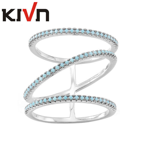 KIVN fashion Jewelry Red Double 3 Row Tiny Delicate Pave CZ Cubic Zirconia Rings for Men Women accessories