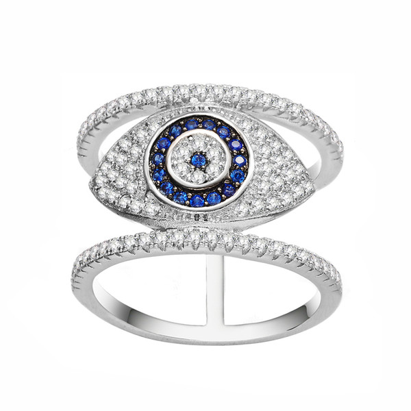 KIVN Fashion Jewelry Spiritual Turkish Evil eye Tiny Delicate Pave CZ Cubic Zirconia Finger Rings for Women