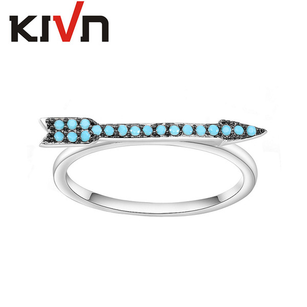 KIVN Womens Fashion Jewelry Blue CZ Cubic Zirconia Stackable Cupids Arrow Rings For Women Christmas Promotional Mothers Birthday Girls Gifts