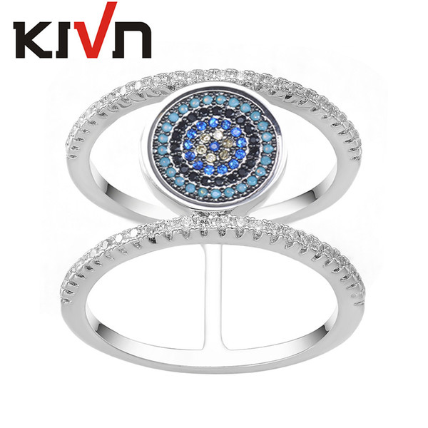 KIVN Fashion Jewelry CZ Cubic Zirconia Turkish Blue Evil eye Bridal Wedding Engagement Rings for Women Girls Birthday Christmas Gifts