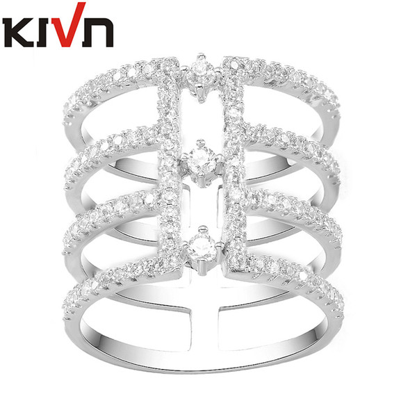 KIVN Fashion jewelry Luxury Pave CZ Cubic Zirconia Bridal Wedding Engagement Rings for Women Birthday Christmas Gift