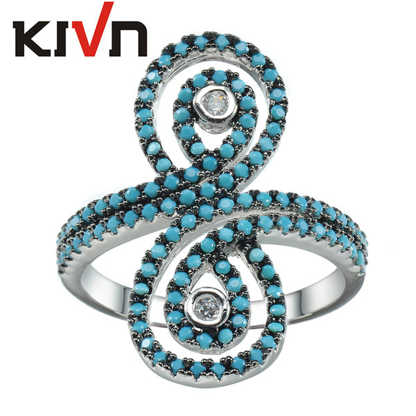 KIVN Fashion Jewelry Stunning Delicate Pave CZ Cubic Zirconia Women Girls Bridal Wedding Rings Party Decoration Promotion Birthday Gifts