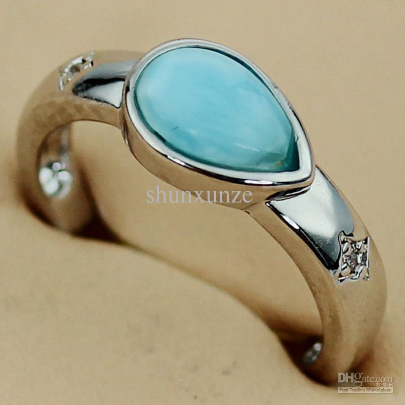 Fashion Larimar jewelry trendy Silver Plated RING R3538 sz#7 Recommend Promotion Favourite Best Sellers Romantic Style Women Jewelry Gift