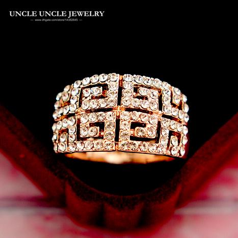 Brand Design Rose Gold Color Clear Zirconia Studded Retro Rome Paved G Luxury Woman Finger Rings Wholesale Drop Ship