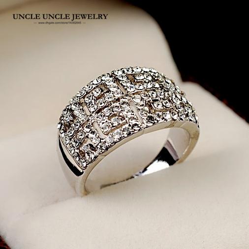 Brand Design White Gold Color Zirconia Fully Studded Retro Rome Paved G Design Women Finger Ring Wholesale