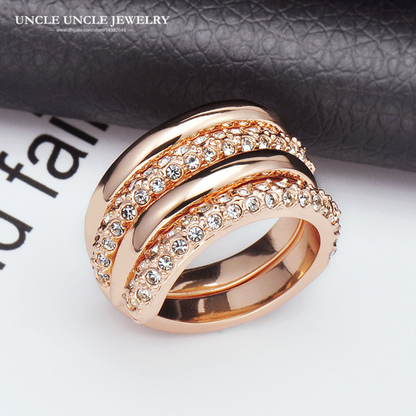 Brand Design Rose Gold Color Clear Rhinestone Studded Never Ever Part As Lovers Style Woman Finger Ring Wholesale