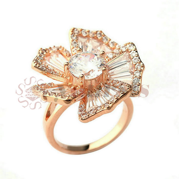 Yoursfs Fashion Five flower design zircon rings jewelry female costume anel