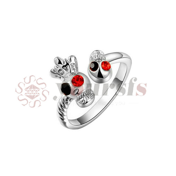 Yoursfs Individual style skull rings 18k rose/white gold plated ring with skull opening rings for women anel prata masculino