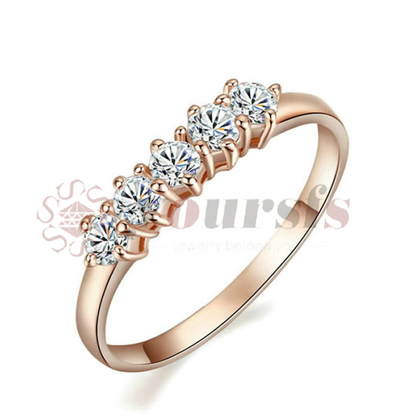 Yoursfs 18K Rose Gold Plated Five Stone Simulated Diamond Ring Use Austrian Crystal Fashion Jewelry