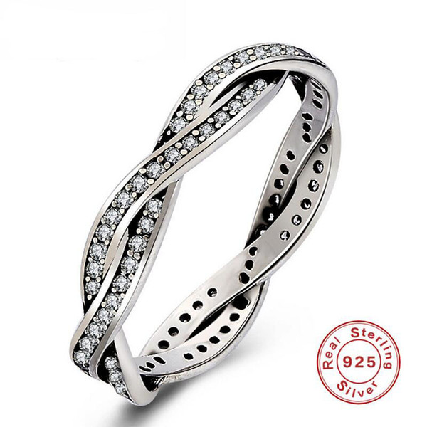 Victoria Wieck 925 Sterling Silver BRAIDED PAVE SILVER RING with Clear CZ Zirconia Authentic Twist Of Fate Stackable Twisted Ring Jewelry