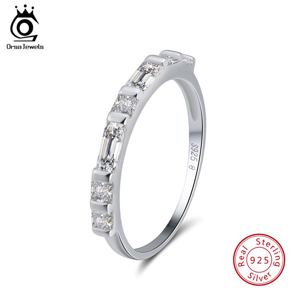 ORSA JEWELS 925 Sterling Silver Rings For Women Female Wedding Band Jewelry Classic Romantic Eternity Ring Fashion Rings For Ladies SR66