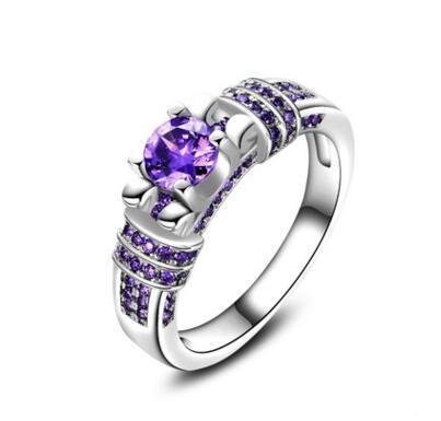 2018 new arrival free shipping Europe purple zircon ring high-end micro-fashion women's ring Exquisite fashion ring hot sell birthday gift