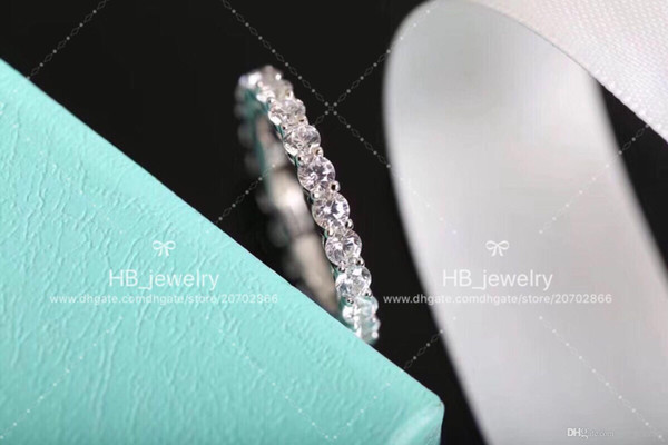 Popular fashion brand 925 STERLING SILVER Full Diamond Ring for lady Design Women Party Wedding Luxury Jewelry for Bride with BOX