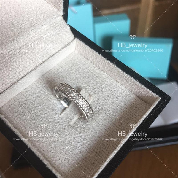 Popular fashion brand High version diamond ring for lady Design Women Party Wedding Lovers gift Luxury Jewelry for Bride with T blue box