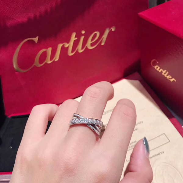 C Home France Diamond Ring Bling Bling Wedding Rings Diamond Women's Finger Ring with Gift Box