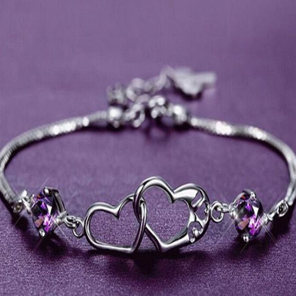 925 sterling Silver Heart To Heart Bracelets Charms Cuff Couple Bangles Bracelet For Women Wedding Valentine's Gift Jewelry Accessories