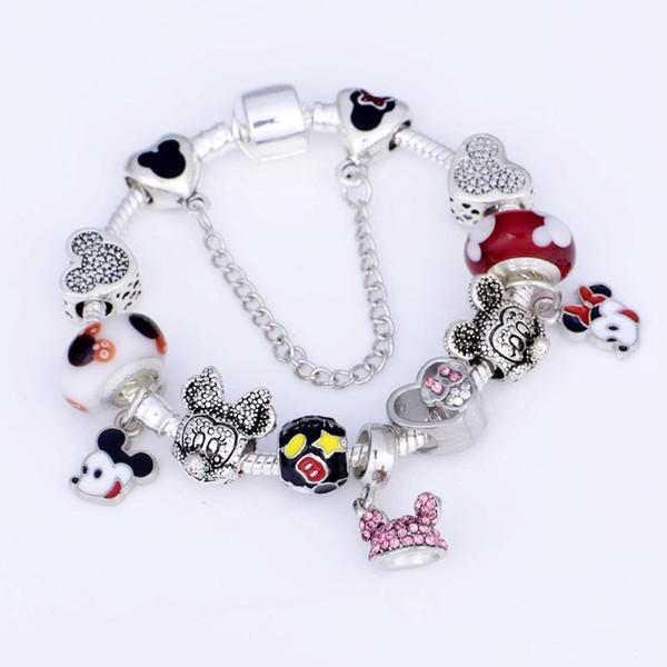 925 Murano Charm beads bracelet For Children Original DIY Jewelry Style Fit Pandora Cartoon bracelet jewelry