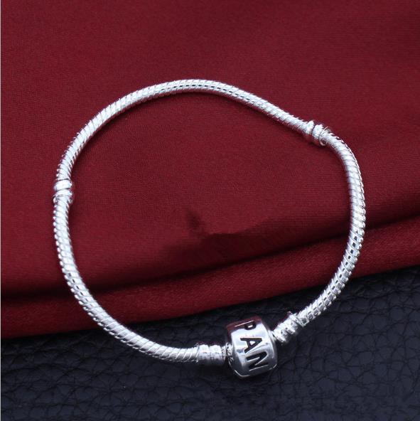 Pandora Bracelets 3mm Snake Chain Fit Pandora Charm Bead Bangle Bracelet Jewelry Gift For Men Women with Logo 50pcs CNY57